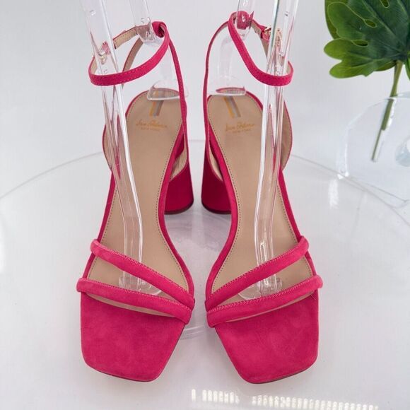 Sam Edelman Womens Kia Sandals Block Heel Strappy Pink Suede Square Toe Size 10 - Picture 5 of 16